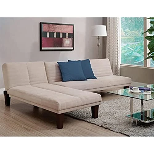 YTYZC Convertible Futon Couch Bed With Microfiber Upholstery And Wood Legs - Tan 3 YTYZC Convertible Futon Couch Bed With Microfiber Upholstery And Wood Legs - Tan