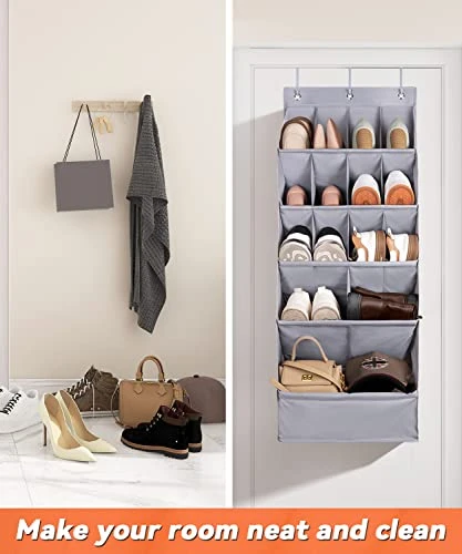 FENTEC Over-the-Door-Shoe-Organizers, Hanging Shoe Organizers With Large Pocket Shoe Holder Hanging Shoe Rack For Closet Shoe Organizer For Wall, Over Door Organizer With 15 Pockets Gery, 1 Pack 5 FENTEC Over-the-Door-Shoe-Organizers, Hanging Shoe Organizers With Large Pocket Shoe Holder Hanging Shoe Rack For Closet Shoe Organizer For Wall, Over Door Organizer With 15 Pockets Gery, 1 Pack - Image 3