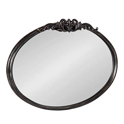 Kate And Laurel Arendahl Glam Ornate Oval Mirror, 27" X 18.75", Black, Traditional Baroque Inspired Wall Decor 3 Kate And Laurel Arendahl Glam Ornate Oval Mirror, 27" X 18.75", Black, Traditional Baroque Inspired Wall Decor