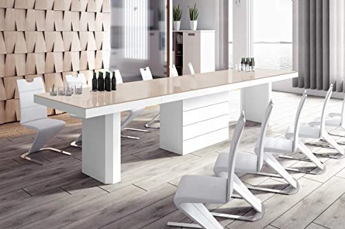 HUBERTUS Kolos Dining Table With Extension (Cappuccino/White) 4 HUBERTUS Kolos Dining Table With Extension (Cappuccino/White) - Image 2