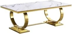 Goderfuu Marble Dining Table - 78 Inch Luxury Modern Dining Room Table With Gold Stainless Steel Base, Rectangle Dining Table Set For 6 To 8, Gold And White Dining Room Table For Kitchen, Dining Room -Amazon Store 41jqW8Unt9L. AC