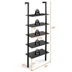Tangkula 5-Shelf Bookcase, Modern 5-Tier Wood Wall Mounted Ladder Bookshelf With Metal Frame, 72 Inches Tall Industrial Open Ladder Shelf Display Rack Storage Shelves For Home Office (Dark-Brown, 2) 21 Tangkula 5-Shelf Bookcase, Modern 5-Tier Wood Wall Mounted Ladder Bookshelf With Metal Frame, 72 Inches Tall Industrial Open Ladder Shelf Display Rack Storage Shelves For Home Office (Dark-Brown, 2) -Amazon Store 41jra5zGmjL