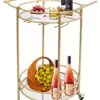 Round Gold Rolling Bar Cart With 2 Mirror Shelves, Wine Rack And Lockable Casters, Suitable For Home Kitchen, Club, Living Room, Thanksgiving, Christmas, New Year, 22"X18"X33" -Amazon Store 41k09g3BwRL