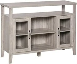 HOMCOM Farmhouse Sideboard Buffet Cabinet, Coffee Bar Cabinet With Storage Shelves, Kitchen Cabinet With 2 Framed Glass Doors And Anti-Topple, White 12 HOMCOM Farmhouse Sideboard Buffet Cabinet, Coffee Bar Cabinet With Storage Shelves, Kitchen Cabinet With 2 Framed Glass Doors And Anti-Topple, White -Amazon Store 41k0f 9eX L. AC
