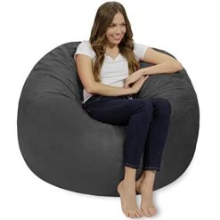 Chill Sack Bean Bag Chair: Giant 4' Memory Foam Furniture Bean Bag - Big Sofa With Soft Micro Fiber Cover - Charcoal -Amazon Store 41k3VycLLPL