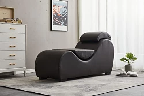 TALEWEO Yoga, Stretching, Relaxation Modern Faux Leather Living Room Curved Chaise Lounge, Large, Black 9 TALEWEO Yoga, Stretching, Relaxation Modern Faux Leather Living Room Curved Chaise Lounge, Large, Black - Image 7
