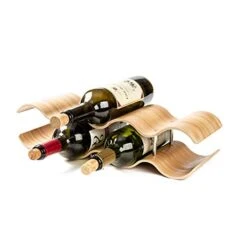 Asian Home 7 Bottle 2-Tier Wave Desktop Wine Rack Freestanding Countertop Bottle Holder For Wine Storage, Wood, Modern And Minimalist -Amazon Store 41kBBFunAsL
