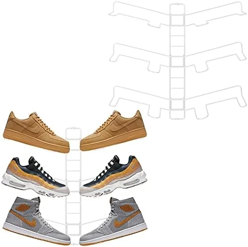 MDesign Modern Metal Shoe Organizer Display & Storage Shelf Rack - Adjustable Shelves Hang & Store Kicks, Running, Basketball, Tennis Shoes - 3 Tier, Each Wall Mount Unit Holds 6 Shoes, 2 Pack, Satin 11 MDesign Modern Metal Shoe Organizer Display & Storage Shelf Rack - Adjustable Shelves Hang & Store Kicks, Running, Basketball, Tennis Shoes - 3 Tier, Each Wall Mount Unit Holds 6 Shoes, 2 Pack, Satin - Image 9