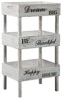 Signature Design By Ashley Yulton Farmhouse Shelf With Storage Trays, Antique White