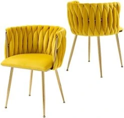Modern Velvet Dining Chairs Set Of 2, Upholstered Living Room Chair With Woven Back And Golden Metal Legs, Mid-Century Accent Side Chair For Dining Room, Living Room, Kitchen, Vanity Room, Emerald -Amazon Store 41kGU4xS0fL. AC