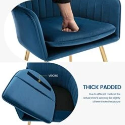 Ceedment Modern Living Dining Room Accent Arm Chairs Club Guest With Gold Metal Legs (2, Blue) -Amazon Store 41kUbJ297YL