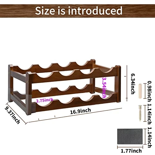 Bamboo Wine Rack, 2-Tier 8-Bottle Freestanding Display Wine Organizer Storage Shelf Table Top Countertop Tle Cabinet Wine Holder For Kitchen Dining Living Room Bar Pantry Wine Cellar Basement 4 Bamboo Wine Rack, 2-Tier 8-Bottle Freestanding Display Wine Organizer Storage Shelf Table Top Countertop Tle Cabinet Wine Holder For Kitchen Dining Living Room Bar Pantry Wine Cellar Basement - Image 2