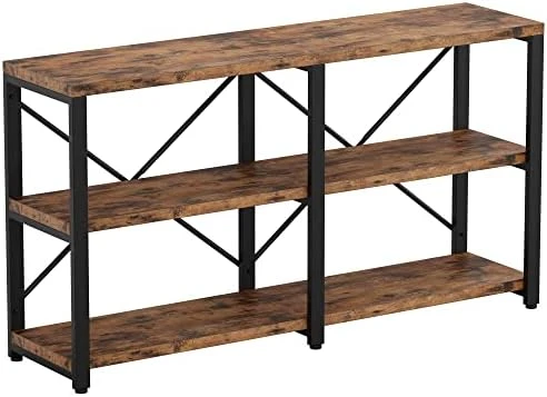 IRONCK Rustic Entryway Console Table, Long Hallway Table 55 In 3-Tier, TV Stand Entertainment Center Media Stand For Living Room, Industrial Style, Vintage Brown 9 IRONCK Rustic Entryway Console Table, Long Hallway Table 55 In 3-Tier, TV Stand Entertainment Center Media Stand For Living Room, Industrial Style, Vintage Brown - Image 7
