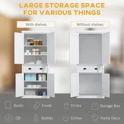 HOMCOM 72" Freestanding Kitchen Pantry Cabinet, Tall Storage Cabinet With 2 Door Cupboards, 2 Drawers And Adjustable Shelves, White 13 HOMCOM 72" Freestanding Kitchen Pantry Cabinet, Tall Storage Cabinet With 2 Door Cupboards, 2 Drawers And Adjustable Shelves, White -Amazon Store 41kZcugZpOL