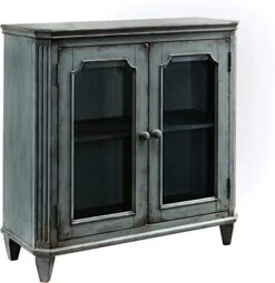 Signature Design By Ashley Mirimyn Vintage 36" 2-Door Accent Cabinet With Glass Inlay And Adjustable Shelf, Blue -Amazon Store 41kZk2sY9aL. AC