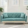 SSLine Velvet Loveseat Sofa,64inch Modern Futon Couch Sofa Couch With 2 Pillows And Rose Gold Metal Feet,Upholstered Accent Sofa Folding Sofa Bed For Living Room Bedroom(Lights Blue, Type-2) 1 SSLine Velvet Loveseat Sofa,64inch Modern Futon Couch Sofa Couch With 2 Pillows And Rose Gold Metal Feet,Upholstered Accent Sofa Folding Sofa Bed For Living Room Bedroom(Lights Blue, Type-2) -Amazon Store 41kec8AygZL