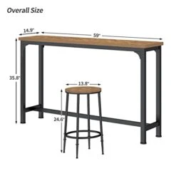 HOMYSHOPY Bar Table Set For 3, 4 Piece Dining Table Set With 3 Stools, Counter Height Kitchen Table Set With 3 Chairs For Breakfast Nook, Living Room And Apartment (Brown) -Amazon Store 41kg9HlaOoL