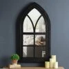 Glitzhome 40" H Cathedral Arched Windowpane Wall Mirror Window Frame, Black -Amazon Store 41kkhQesd2L