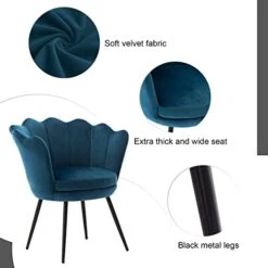Wahson Velvet Accent Chair For Bedroom With Black Metal Legs,Leisure Armchair For Living Room/Cafe/Lounge (Teal) 13 Wahson Velvet Accent Chair For Bedroom With Black Metal Legs,Leisure Armchair For Living Room/Cafe/Lounge (Teal) -Amazon Store 41kmsZxK2zL