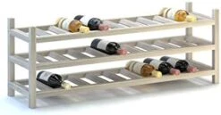 INTERBUILD Solid Hardwood Wine Rack Storage Shelf 3-Tier Stackable Freestanding Wine Bottle Holder 15 Bottles, Dusk Gray -Amazon Store 41knh0sOpkL. AC