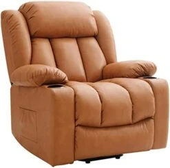 LEISLAND Power Lift Chairs Recliners For Elderly, Breathable Leather Recliner Chairs With Massage And Heat, Lay Flat Sleeper Chair With Cup Holder,OKIN Motor,USB Charge Port, Remote Control(Beige) -Amazon Store 41kre2 uq7L. AC