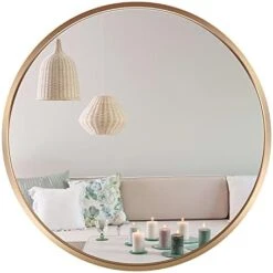 SD SOFT DANCE Round Mounting Mirror Wall Decor - Circle Vanity Mirror With Metal Rose Gold Frame For Contemporary Rooms 24 Inch -Amazon Store 41ksWsAT6bS. AC