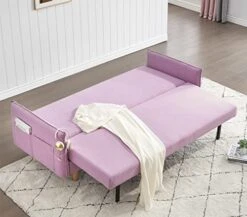 BONOFF Modern Sofa Bed Convertible Folding Futon L-Shape Sofa Storage Furniture Loveseat Folding Daybed Guest Bed For Compact Living Space, Apartment, Dorm Pink -Amazon Store 41ksdTHoUvL