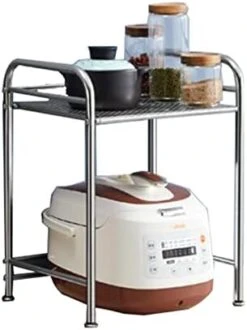 Stainless Steel Kitchen Rack Floor-to-ceiling Multi-layer Storage Rack Storage Supplies Seasoning Rack Household Microwave Oven Rack (Size : Double Layer) -Amazon Store 41kutepjeL. AC