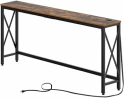 Rolanstar Console Table With 2 Outlets And 2 USB Ports, 39.4” Entryway Table With Metal Frame & X-Shaped Design, Narrow Sofa Table For Living Room And Hallway, Behind Couch Table, For Entryway, Foyer -Amazon Store 41kvtXnZXBL. AC