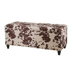 Christopher Knight Home Tatiana Velvet Storage Ottoman, Milk Cow / Dark Brown