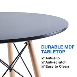 FMD 31.5" Black Small Round Kitchen Dining Table, Mid-Century Modern Wood Leisure Coffee Table -Amazon Store 41kxmviHHoL
