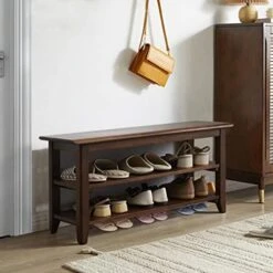 Dewfig Shoe Rack Bench, 3-Tier Shoe Shelf Organizer,10-Pairs Entryway Storage Bench For Hallway, Bedroom, Living Room, Bedroom, Hold Up To 550 Lbs, Solid Wood, Natural -Amazon Store 41kzWyoIDIL. AC