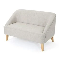 Christopher Knight Home Justus Mid-Century Modern Fabric Loveseat, Beige / Natural