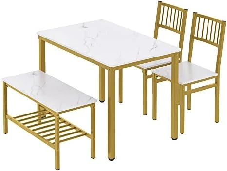 Teraves Dining Table Set For 4/Computer Desk,Kitchen Table With 2 Chairs And A Bench,Table And Chairs Dining Set 4 Piece Set For Dining Room (Black Oak+Black Frame, 110CM) 12 Teraves Dining Table Set For 4/Computer Desk,Kitchen Table With 2 Chairs And A Bench,Table And Chairs Dining Set 4 Piece Set For Dining Room (Black Oak+Black Frame, 110CM) - Image 10