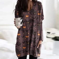 Blouses For Women Business Casual,Long Sleeve Crew Neck Fashion Halloween Print Sweatshirt Top With Pockets -Amazon Store 41l7zn0wRtL