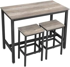 VASAGLE Dining Table Set, Bar Table And Chairs Set, Kitchen Bar Height Table With Stools Set Of 2, Steel Frame, Industrial, Rustic Brown And Black ULBT218B01 -Amazon Store 41lAcliE1bL. AC
