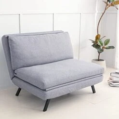 Opoiar Single Sofa Bed Chair For Small Space,Convertible Futon Sofa Chair Bed With Hidden Legs,5 Position,Adjustable Floor Couch 3-in-1,Couch Bed With Folding Armless Sleeper,Polyester,Grey