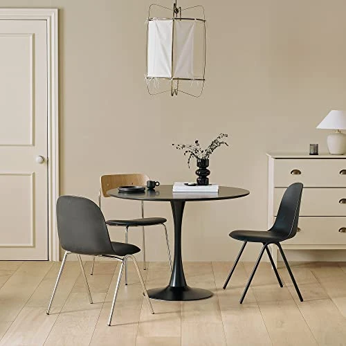 Roomnhome Self-Assembly ∅31.5'' Round Table, Sturdy Décor Table With A Combination Of Iron Frame And 0.7'' Thickness MDF + Scatchproof HPL Top, Home And Kitchen Black Round Table 4 Roomnhome Self-Assembly ∅31.5'' Round Table, Sturdy Décor Table With A Combination Of Iron Frame And 0.7'' Thickness MDF + Scatchproof HPL Top, Home And Kitchen Black Round Table - Image 2