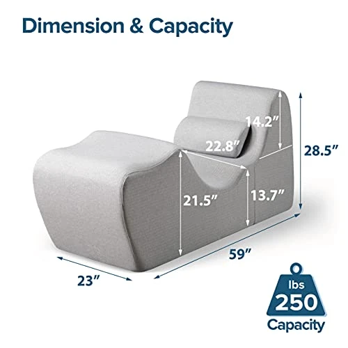 ZINUS Lotus Zero Gravity Chaise Lounger / Foam Recliner For Living Room / Ergonomic Positioning For Better Relaxation / Pillow Included / No Assembly Dark Grey 59D X 23W X 28.5H In 5 ZINUS Lotus Zero Gravity Chaise Lounger / Foam Recliner For Living Room / Ergonomic Positioning For Better Relaxation / Pillow Included / No Assembly Dark Grey 59D X 23W X 28.5H In - Image 3
