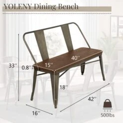 YOLENY Dining Bench, Entryway Bench With Back, Farmhouse Metal Dining Bench, Industrial Mid-Century 3 Person Rustic Spindle Bench, With Wood Seat, Removable Backrest, 42in, Bronze 12 YOLENY Dining Bench, Entryway Bench With Back, Farmhouse Metal Dining Bench, Industrial Mid-Century 3 Person Rustic Spindle Bench, With Wood Seat, Removable Backrest, 42in, Bronze -Amazon Store 41lPu36ov2L