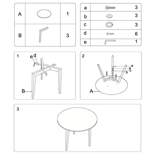 CangLong Modern Round Dining Table In White With Beech Wood Legs For Kitchen Living Bedroom,White 7 CangLong Modern Round Dining Table In White With Beech Wood Legs For Kitchen Living Bedroom,White - Image 5