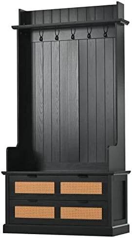 TAVENS 60" Hall Tree With Shoe Bench,Entryway Storage Bench With Coat Rack And 24 Shoe Cabinet,Wooden Coat Rack With 6 Double Hooks For Mudroom Organization Hallway,easy To Assemble,White 7 TAVENS 60" Hall Tree With Shoe Bench,Entryway Storage Bench With Coat Rack And 24 Shoe Cabinet,Wooden Coat Rack With 6 Double Hooks For Mudroom Organization Hallway,easy To Assemble,White - Image 5