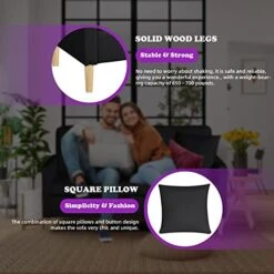 TYBOATLE Faux Leather Loveseat Sofa Couches W/ 2 USB Charging Ports And Throw Pillow, 66" W Mid Century Modern Love Seats Sofas For Small Spaces, Living Room, Apartment, Bedroom, Office (Black) 14 TYBOATLE Faux Leather Loveseat Sofa Couches W/ 2 USB Charging Ports And Throw Pillow, 66" W Mid Century Modern Love Seats Sofas For Small Spaces, Living Room, Apartment, Bedroom, Office (Black) -Amazon Store 41lWGt8HHQL