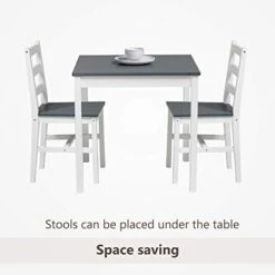 Alohappy Dining Table Set Wood Kitchen Table Dining Table And Chairs 3PCS For 2 Person For Saving Space Dinning Room Restaurant Pub, Grey -Amazon Store 41lWJqGNmhL