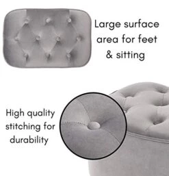 BIRDROCK HOME Tufted Curve Grey Ottoman – Velvet Foot Stool – Mid Century Modern Steel Legs - Soft Compact Padded Stool - Living Room Or Bedroom – Vanity Chair - Decorative Furniture 10 BIRDROCK HOME Tufted Curve Grey Ottoman – Velvet Foot Stool – Mid Century Modern Steel Legs - Soft Compact Padded Stool - Living Room Or Bedroom – Vanity Chair - Decorative Furniture -Amazon Store 41lXBH3AllL