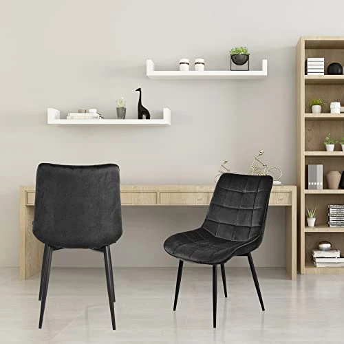 Payeel Upholstered Velvet Dining Chairs Set Of 4 Modern Tufted Dining Side Chairs W/Metal Legs Modern Cushion Seats And Back For Living Kitchen, Vanity, And Waiting Room(Black) 6 Payeel Upholstered Velvet Dining Chairs Set Of 4 Modern Tufted Dining Side Chairs W/Metal Legs Modern Cushion Seats And Back For Living Kitchen, Vanity, And Waiting Room(Black) - Image 4
