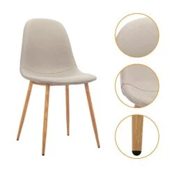 CangLong Upholstered Cushion Seat Back, Mid Century Metal Legs For Kitchen Dining Room Side Chair, Set Of 4, Light Grey -Amazon Store 41ldy68JSgL