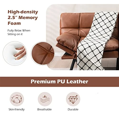 GANFANREN Convertible Futon Sofa Bed Memory Foam Couch Sleeper W/Adjustable Armrest Brown 6 GANFANREN Convertible Futon Sofa Bed Memory Foam Couch Sleeper W/Adjustable Armrest Brown - Image 4