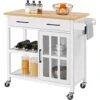 Yaheetech Kitchen Island On Wheels With Drawers, Rolling Kitchen Cart With Tempered Glass Storage Cabinet Door, Bamboo Top, 2 Tiers Shelves, And Towel Rack, 40x18x36 Inches, White 1 Yaheetech Kitchen Island On Wheels With Drawers, Rolling Kitchen Cart With Tempered Glass Storage Cabinet Door, Bamboo Top, 2 Tiers Shelves, And Towel Rack, 40x18x36 Inches, White -Amazon Store 41likU19d5S