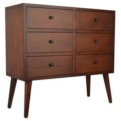 Decor Therapy Mid Century Six Drawer Wood Cabinet Accent Chest, 28" X 29", Walnut -Amazon Store 41lq43kAqRL